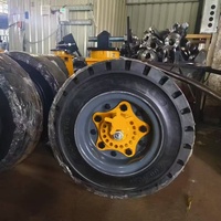 Roue pivotante pour conteneur ISO de 25 pouces, 20 tonnes, en caoutchouc et acier, avec frein pivotant et gros pneu tout-terrain pour déplacer les conteneurs