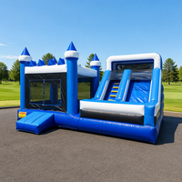 Château gonflable multicolore avec toboggan, structure de saut gonflable avec large piste pour l'intérieur et l'extérieur