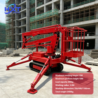 Plateforme élévatrice araignée autopropulsée, hauteur de plateforme 10 m, hauteur de travail 12 m, capacité de charge 200 kg, pour travaux de plafond en intérieur