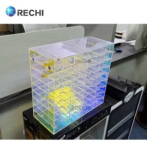 RECHI कस्टम रंगीन होलोग्राम एक्रिलिक सौंदर्य प्रसाधन भंडारण बॉक्स मेकअप कड़ा झूठी बरौनी आयोजक के लिए एक्रिलिक प्रदर्शन के मामले