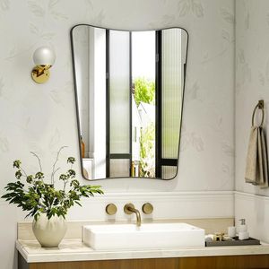 Specchio da Bagno Curvo in Bronzo, Design Moderno, Spessore 4mm, Fatto a Mano, Nuovo Specchio Decorativo da Parete a Forma di Scudo Classico Hope - Product Image 1