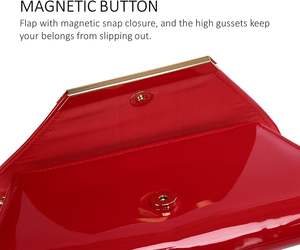 Bolso de mano tipo sobre de charol para mujer, elegante, con cremallera, ecológico, con espejo, para noche, hombro, Navidad, boda - Product Image 6