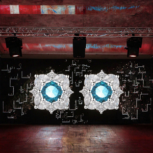 Silver 925 Topaz <b>Blue</b> <b>Stud</b> <b>Earrings</b> Floral Pattern Wedding Jewelry for Women for Engagement Anniversary Party Gift - Product Image 3