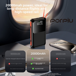 Banque d'alimentation portable 20000mah pour ordinateur portable avec sortie PD45W affichage LED à charge <span class=keywords><strong>super</strong></span> rapide câbles et lanière intégrés - Product Image 5
