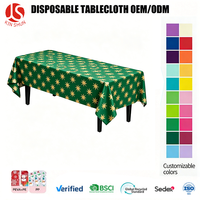 Nappe jetable moderne et festive en PEVA, écologique, imprimé feuilles de houx et baies, en plastique imperméable pour fournitures de fête de Noël