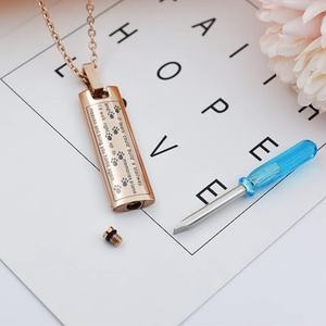 Collier urne commémoratif empreinte de patte pour cendres d'animaux de compagnie, bijou de crémation rectangulaire en acier inoxydable, souvenir pour chien, <span class=keywords><strong>chat</strong></span>, homme, <span class=keywords><strong>femme</strong></span> - Product Image 2