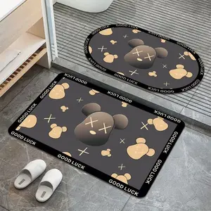 Tapis de sol en diatomite salle de bain tapis antidérapant moderne simple dessin animé série salle de bain porte en caoutchouc souple tapis de pied en caoutchouc