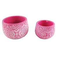 Vente en gros de pots de fleurs ronds en ciment écologiques faits à la main, petits, rose turquoise, pour la décoration de jardin et de la maison