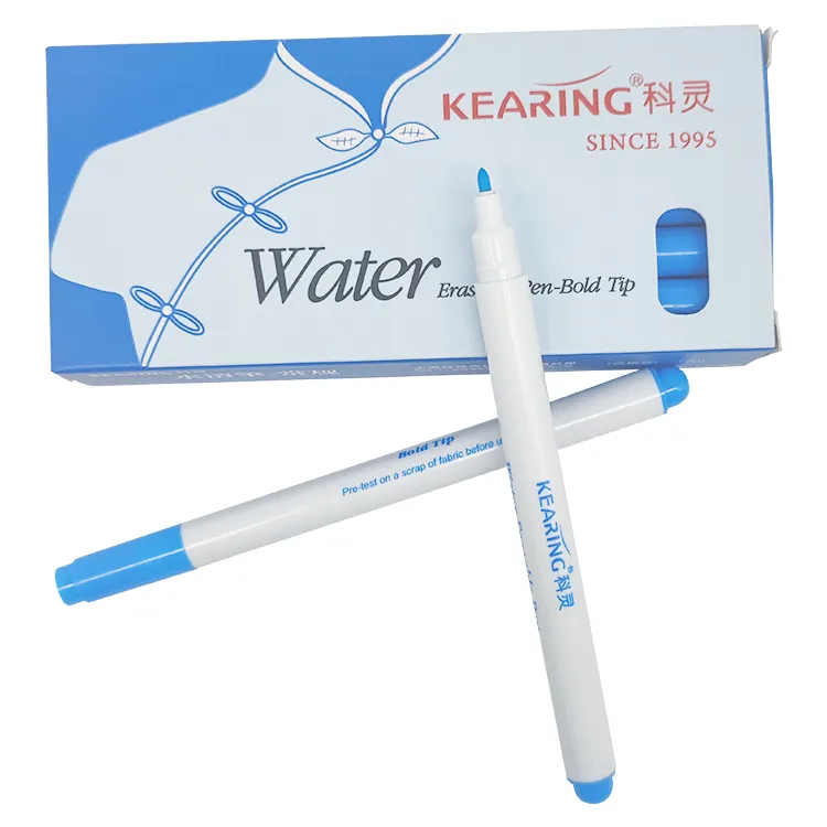 Kearingブランドの青色ファイバーチップ水消去可能なファブリックマーカーペンは、縫製用の水溶性ペンを簡単に洗い流します