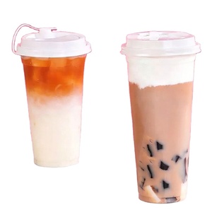 Gobelets transparents populaires en plastique PP de haute qualité pour fêtes, avec couvercles et film de scellage, personnalisables par impression sérigraphique/UV pour café et thé - Product Image 1