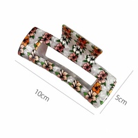 Pince à cheveux carrée creuse en acétate à motif floral hawaïen personnalisée, multicolore, accessoire capillaire tropical pour la vente en gros