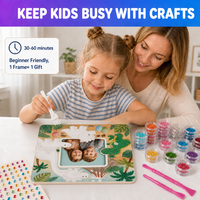 Kit d'artisanat dinosaure fait main, ensemble de décoration de cadre photo pour enfants, loisirs créatifs, gemmes, garçons de 4 à 8 ans, fête dinosaure, fabricant en gros