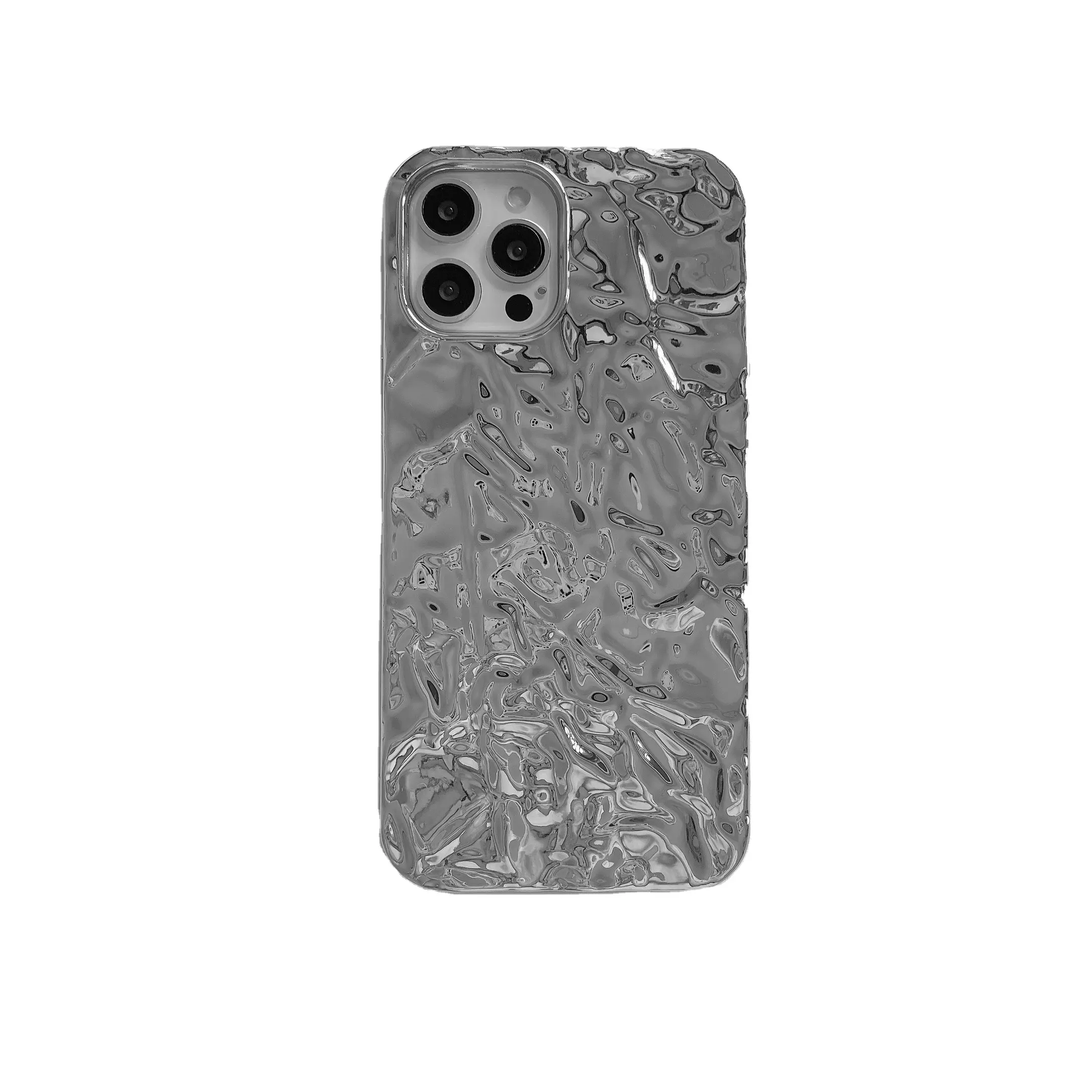 Capas de celular de silicone líquido plissado, caixa plissada de silicone preta para iphone 12 13pro max, novo design, 2023