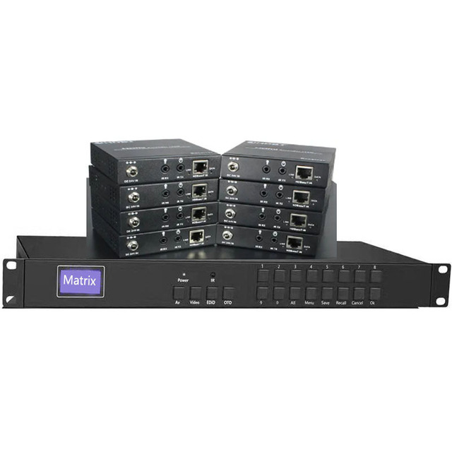 HDbase 8X8 matrix Switch 4K60 4:4:4 18GB HDCP2.2 Hdbaset 150m 8x8 Video matrix Switcher with Web Gui Control