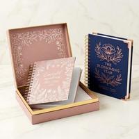Planificateur d'entreprise personnalisé à spirale, couverture rigide, papier marbré, journal avec impression de logo, estampage à chaud personnalisé