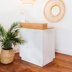Mostrador de Recepción Personalizado Shinestone, Color Crema, Superventas, Mostrador <span class=keywords><strong>para</strong></span> Salón de Belleza, <span class=keywords><strong>Mesa</strong></span> de Recepción Circular Pequeña <span class=keywords><strong>para</strong></span> Salón de <span class=keywords><strong>Uñas</strong></span> - Product Image 3