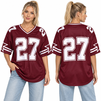 Maillot de football personnalisé pour femme, col en V, manches courtes, coupe oversize, imprimé par sublimation, haut ample pour le sport et les événements festifs