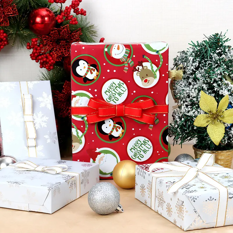 クリスマスアルミホイルギフト包装紙デザインフラワーペーパー包装卸売