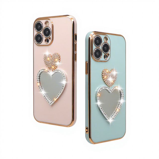 Custom Mirror  Electroplating 6D Diamond Mobile Phone case with Mirror for iphone 16 15 11 12 13 14 15 16 Pro Max Plus