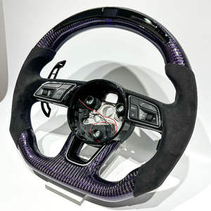 Volant en cuir et fibre de carbone violet et noir pour <span class=keywords><strong>Audi</strong></span> B8 S3 S4 S5 RS3 <span class=keywords><strong>RS4</strong></span> RS5 B8.5 8P 8V B9 C7 A6 A7 RS6 RS7 A8 S6 S7 - Product Image 4
