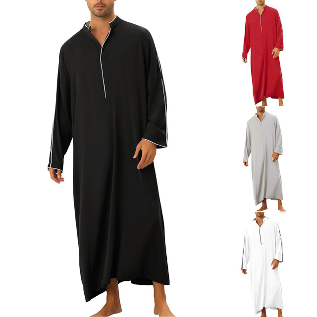 Men's Simple Long-Style Knitted Pajamas and Shirts Comfortable Breathable Sleepwear