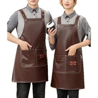 Nouvel Tablier Sans Manches en Cuir Souple PU, Imprimé Logo, pour Restauration - Vêtement de Travail Imperméable et Résistant à l'Huile, Tablier de Cuisine pour Fruits de Mer