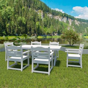 DB Pure <b>White</b> Patio <b>Dining</b> <b>Chair</b> with Armset Set of 2 Imitation Wood Grain Texture Wexture Made of HIPs Material - Product Image 4