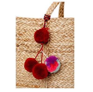 Sac à main de plage en Jute pour femmes, fourre-tout fait à la main avec pompon et pompon de l'inde, pour femmes, nouvelle collection, GF111001 - Product Image 3