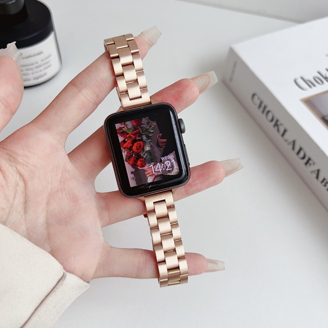 Adjustable Stainless Steel Strap for Apple Watch Band Thin Metal Link Bracelet for IWatch Series