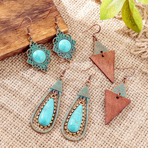 Bohemian Tassel <b>Drop</b> Earrings Alloy Antique <b>Bronze</b> Plated Turquoise Women's Party Jewelry Fashion Dangle Earrings - Product Image 3