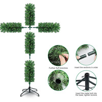 Sapin de Noël artificiel pliable de 1,5 m pré-éclairé avec 100 lumières LED blanc chaud, utilisation intérieure, portable, haute qualité