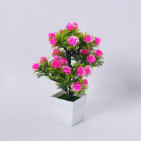 Arbre artificiel en pot en gros, faux bonsaï avec fleurs de roses, plante verte en pot pour la décoration de la maison, du bureau et du salon