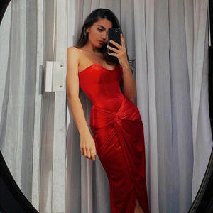 RedPeony donna abito senza maniche corsetto Fishbone gonna alla moda Sexy da sera gonna lunga moda abiti <span class=keywords><strong>in</strong></span> <span class=keywords><strong>velluto</strong></span> Midi da sera <span class=keywords><strong>con</strong></span> <span class=keywords><strong>spacco</strong></span> alto - Product Image 4