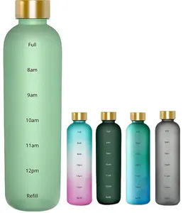 Tritan时间标记可重复使用水瓶双酚a免费质量标志1升1000毫升户外运动塑料水瓶