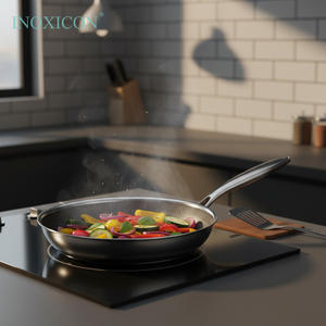 กระทะสเตนเลสรังผึ้งแบบนอนสติ๊กพร้อมฝาแก้วสำหรับเตาแม่เหล็กไฟฟ้า - Product Image 6