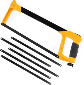 12 Inch Hacksaw - Heavy Duty Coping Saw with 5 Extra High-carbon Steel Wood Cutting Machine Woodworking Hand Tools FIXED BLADE