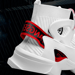 Chaussures de sport tendance pour hommes, chaussures de <span class=keywords><strong>basket</strong></span>-ball respirantes en maille tricotée à tige haute, baskets décontractées pour la course à pied, chaussures de marche tendance - Product Image 4