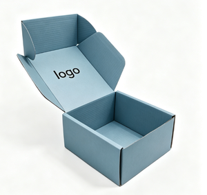 Boîte rectangulaire auto-élevante bleue avec logo UV personnalisé, emballage cadeau recyclable - Product Image 1