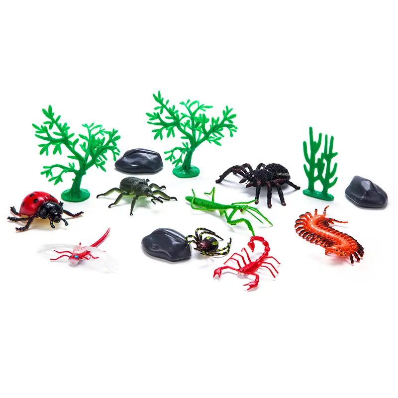 Figuras de insectos de plástico para niños, juguetes variados para la escuela y fiesta, 14 Uds.