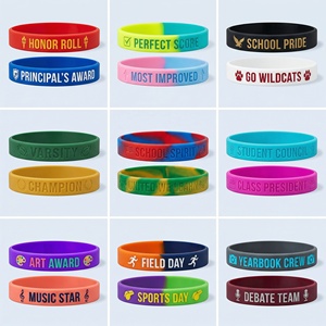 Bracelet en caoutchouc imprimé pour récompenses scolaires, logo personnalisé, écologique, faible MOQ 100 pièces pour programme de comportement scolaire primaire - Product Image 1