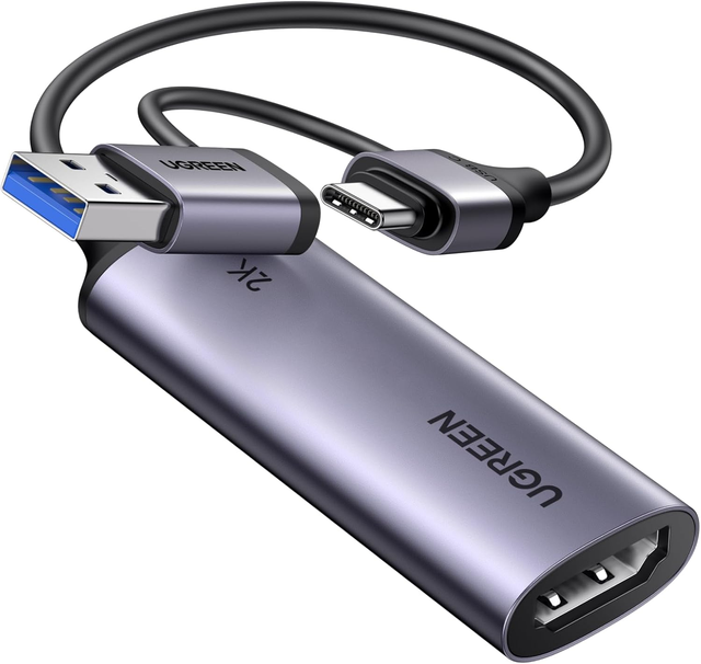 UGREEN 2K 30Hz 4K Input for USB 3.0/USB-C Capture Card 1080P 60FPS Low Latency for Streaming Game Recording Compatible