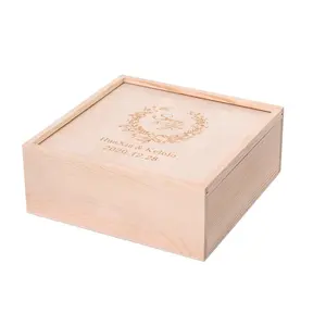 Natürliche hölzerne Andenken box Hochzeit hölzerne Aufbewahrung sbox für Kuchen kuchen aufbewahrung und Verpackungs box mit Schiebe deckel