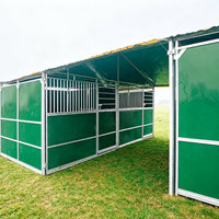 Abri pour chevaux portable anti-rouille, structure en acier galvanisé à chaud, toit en toile, revêtement en HDPE, abri extérieur pour chevaux