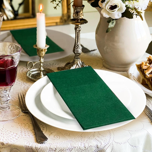 Serviettes <span class=keywords><strong>de</strong></span> <span class=keywords><strong>table</strong></span> <span class=keywords><strong>en</strong></span> pâte <span class=keywords><strong>de</strong></span> bois vierge écologiques <span class=keywords><strong>en</strong></span> gros 40*40cm 1 pli, toucher premium, aspect lin, prépliées, avec fente pour couverts, rouges - Product Image 5