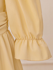 Abito formale da festa per ragazza fiore di mezza lunghezza estate Puffy Muslim maglia ricamato abito da festa di compleanno - Product Image 5