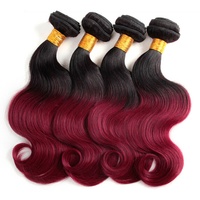 Meilleures ventes d'usine : Extensions de cheveux brésiliens Remy vierges à 100 %, ondulés, bicolores ombrés, en lots de 1B/BURG