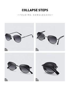 A707-gafas de sol con montura de Metal para hombre y mujer, lentes de sol unisex plegables con grabado Vintage, fotocromáticas para conducción nocturna, polarizadas - Product Image 4