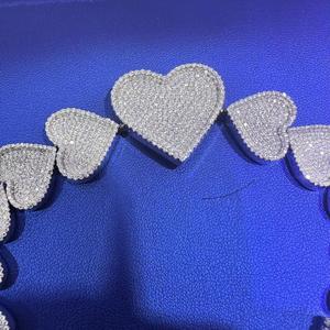 Bracelet Cœur Personnalisé Moissanite VVS Sertie de Pierres, 8 Pouces, en Argent Sterling 925 Plaqué Or Blanc, Tendance Hip Hop - Product Image 3