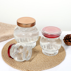 Cubilose ขวดแก้วทรงรังนกพร้อมฝาโลหะขนาด50มล. 180มล. 360มล. โคมไฟทรงกลมว่างขวดแก้วแยมน้ำผึ้ง - Product Image 4