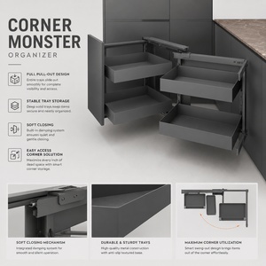 TKK Modern Style Kitchen Furniture Accessories Soft Closing Sliding Pull Out Pantry <strong>Unit</strong> with Glass Magic <strong>Corner</strong> Cabinet <strong>Storage</strong> - Product Image 5